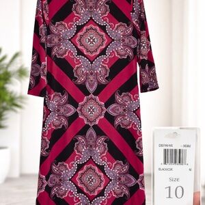 Donna Morgan Pink and Black Long Sleeve Dress